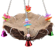 Bird Parrot Swing Stand Rattan Nest Hanging Basket Chew Toy for Small Medium Pet - S-12cm V528-HANGING-BASKET-S-450078