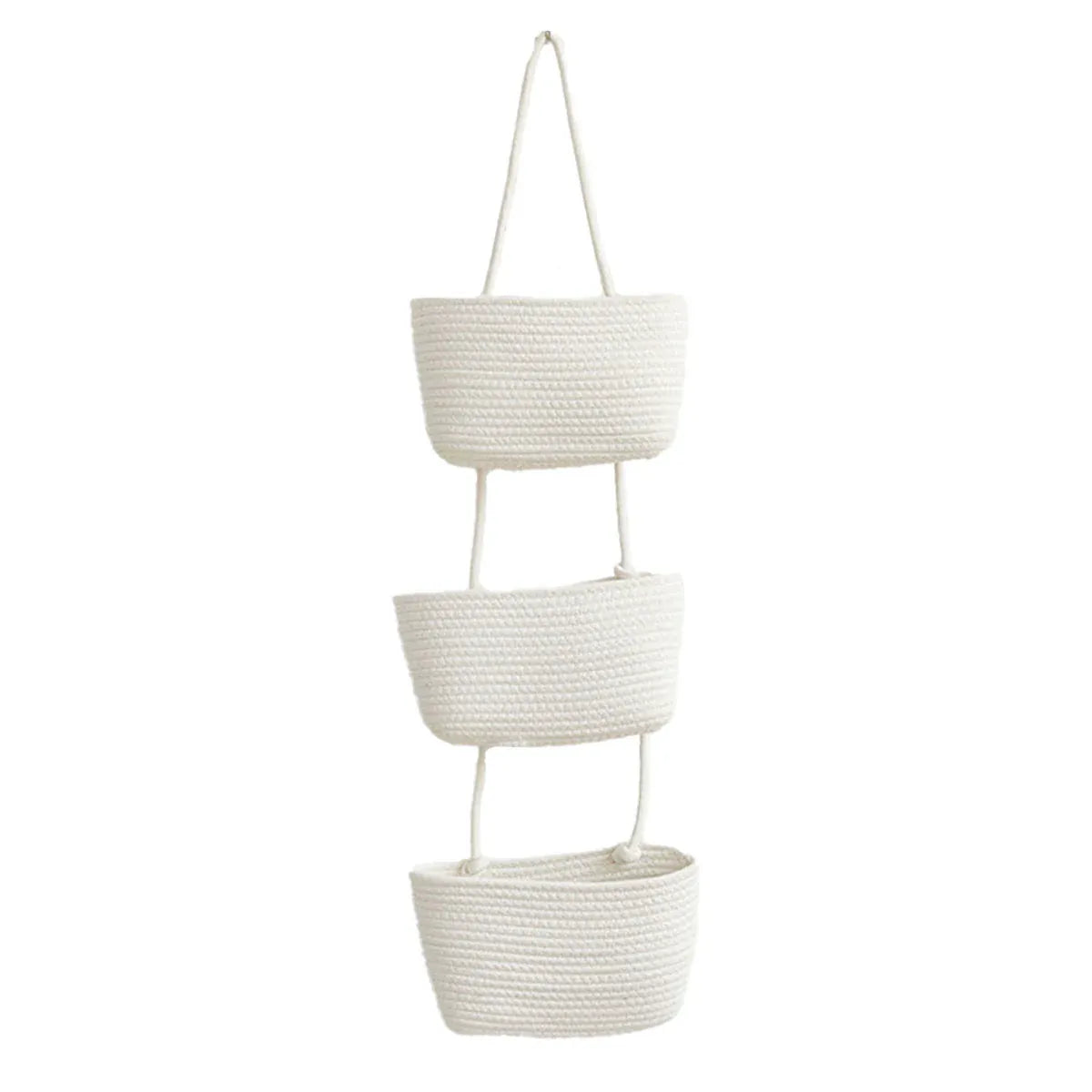 3 Layer Wall Mounted Storage Basket Hanging Organizer Rack for Household Items - White V528-HANGING-BASKET-WHITE-756030