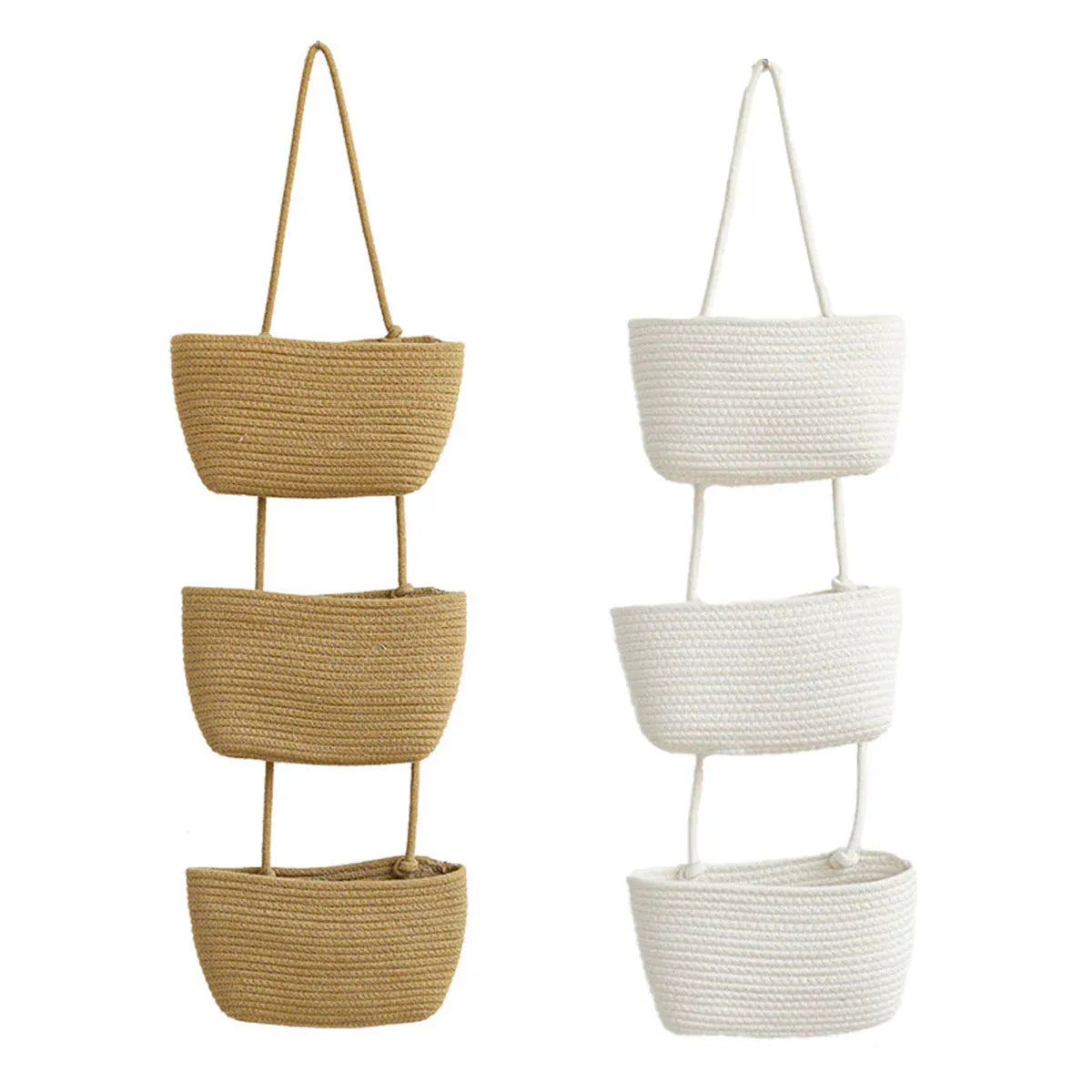 3 Layer Wall Mounted Storage Basket Hanging Organizer Rack for Household Items - White V528-HANGING-BASKET-WHITE-756030