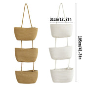 3 Layer Wall Mounted Storage Basket Hanging Organizer Rack for Household Items - White V528-HANGING-BASKET-WHITE-756030