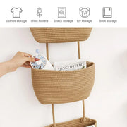 3 Layer Wall Mounted Storage Basket Hanging Organizer Rack for Household Items - White V528-HANGING-BASKET-WHITE-756030