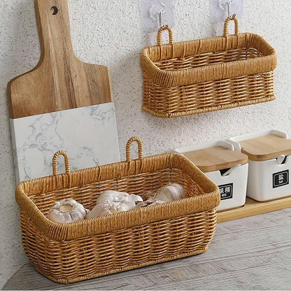 Wall-Mounted Rattan Style Hanging Storage Basket Kitchen Vegetable Fruit Basket - Large V528-HANGING-LARGE-886212