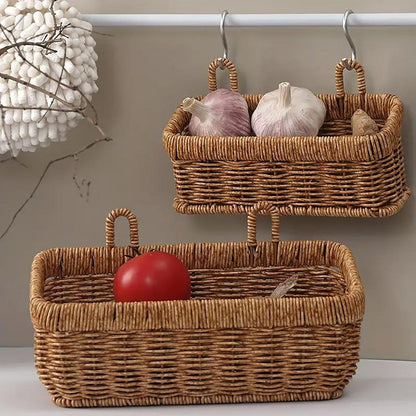 Wall-Mounted Rattan Style Hanging Storage Basket Kitchen Vegetable Fruit Basket - Large V528-HANGING-LARGE-886212