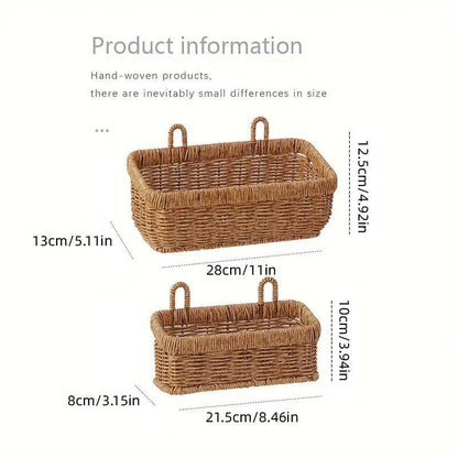 Wall-Mounted Rattan Style Hanging Storage Basket Kitchen Vegetable Fruit Basket - Small V528-HANGING-SMALL-928185