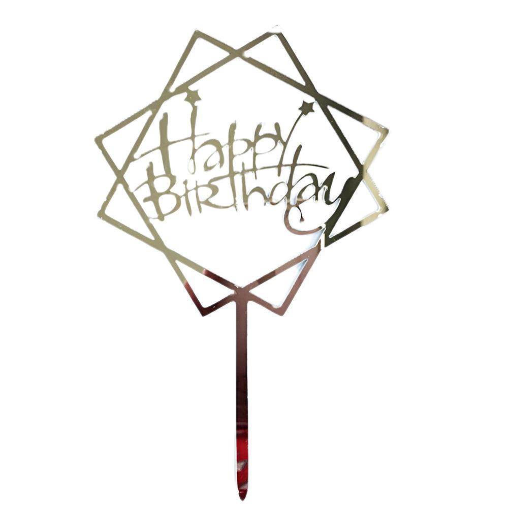 Acrylic Home Happy Birthday Decor Baking Cake Topper Card Party Decor Supply - Gold G24 V528-HAPPY-BIRTHDAY-TOP-G24-4168412