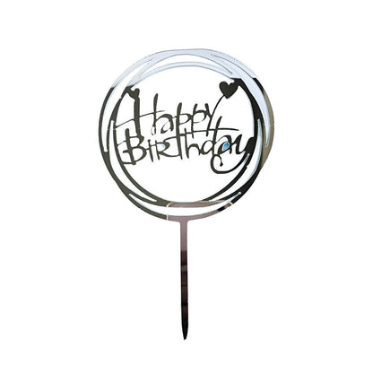 Acrylic Home Happy Birthday Decor Baking Cake Topper Card Party Decor Supply - Pink P17 V528-HAPPY-BIRTHDAY-TOP-P17-1685416