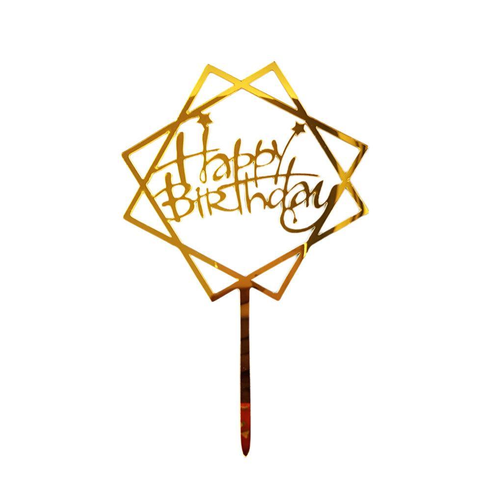 Acrylic Home Happy Birthday Decor Baking Cake Topper Card Party Decor Supply - Pink P20 V528-HAPPY-BIRTHDAY-TOP-P20-4862354