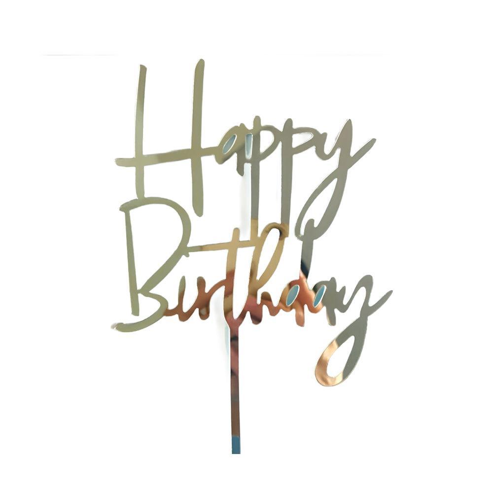 Acrylic Home Happy Birthday Decor Baking Cake Topper Card Party Decor Supply - Pink P20 V528-HAPPY-BIRTHDAY-TOP-P20-4862354