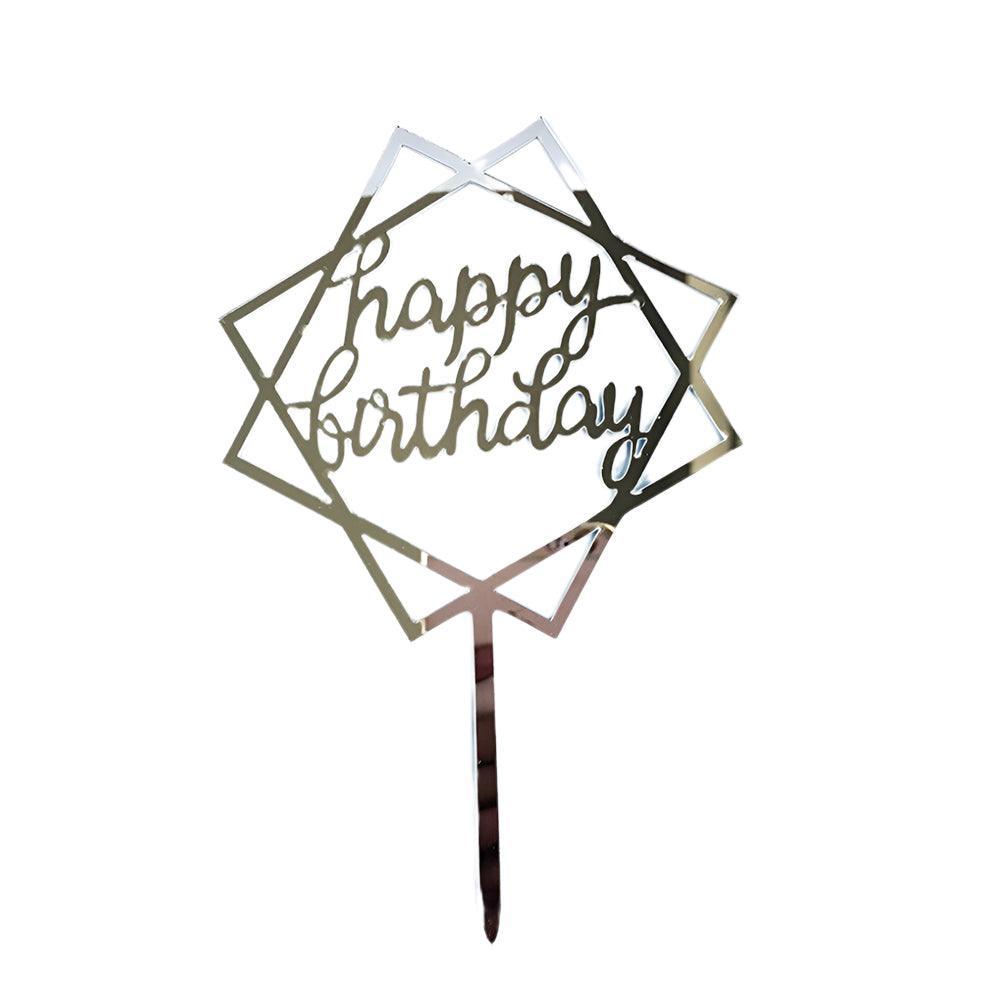 Acrylic Home Happy Birthday Decor Baking Cake Topper Card Party Decor Supply - Pink P20 V528-HAPPY-BIRTHDAY-TOP-P20-4862354