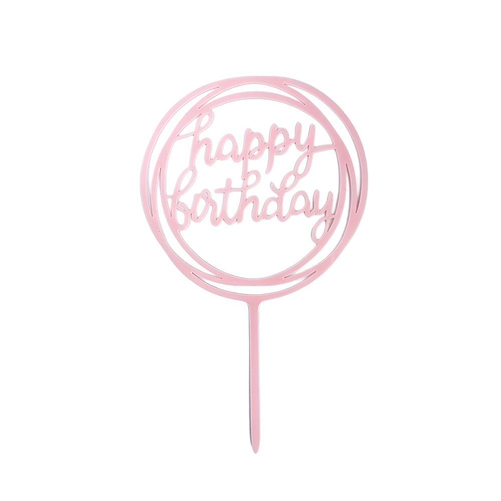 Acrylic Home Happy Birthday Decor Baking Cake Topper Card Party Decor Supply - Pink P20 V528-HAPPY-BIRTHDAY-TOP-P20-4862354