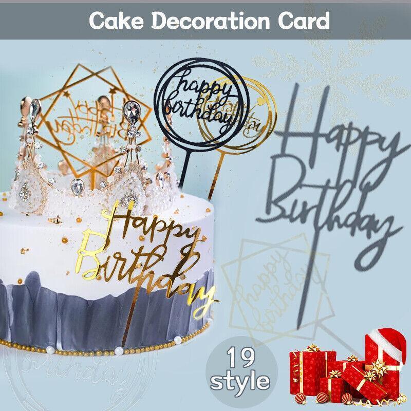 Acrylic Home Happy Birthday Decor Baking Cake Topper Card Party Decor Supply - Rose Gold R31 V528-HAPPY-BIRTHDAY-TOP-R31-1684186