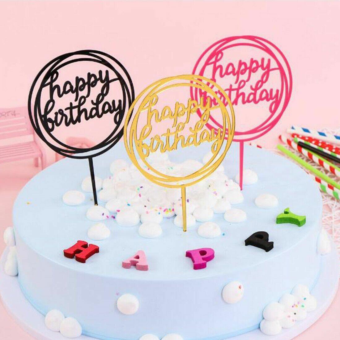 Acrylic Home Happy Birthday Decor Baking Cake Topper Card Party Decor Supply - Rose Gold R31 V528-HAPPY-BIRTHDAY-TOP-R31-1684186