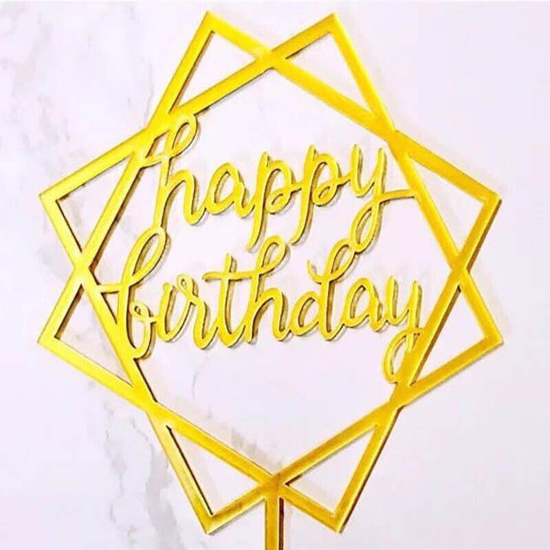Acrylic Home Happy Birthday Decor Baking Cake Topper Card Party Decor Supply - Rose Gold R31 V528-HAPPY-BIRTHDAY-TOP-R31-1684186