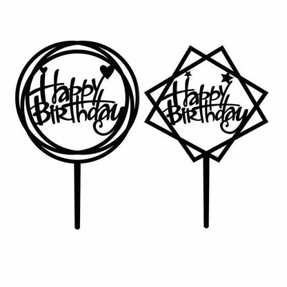 Acrylic Home Happy Birthday Decor Baking Cake Topper Card Party Decor Supply - Silver S224 V528-HAPPY-BIRTHDAY-TOP-S224-468744