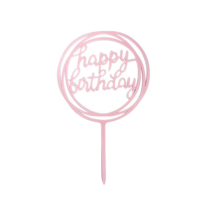 Acrylic Home Happy Birthday Decor Baking Cake Topper Card Party Decor Supply - Silver S224 V528-HAPPY-BIRTHDAY-TOP-S224-468744