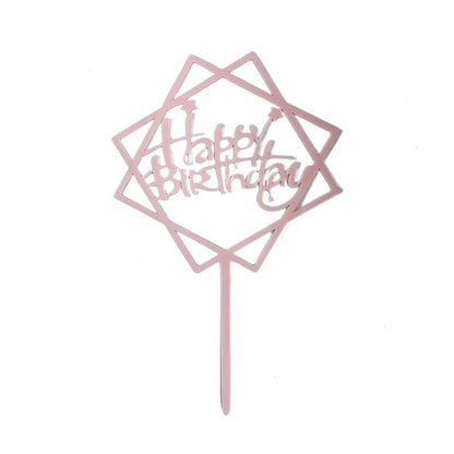 Acrylic Home Happy Birthday Decor Baking Cake Topper Card Party Decor Supply - Silver S24 V528-HAPPY-BIRTHDAY-TOP-S24-4168412