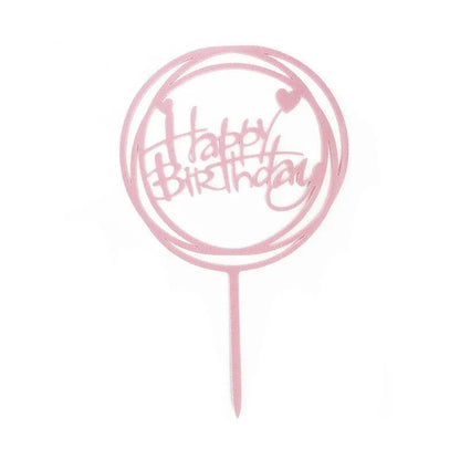 Happy Birthday Acrylic Cake Topper Cake Decoration Golden Silver Party - P24 V528-HAPPYBIRTHDAYTOPP24-4168465