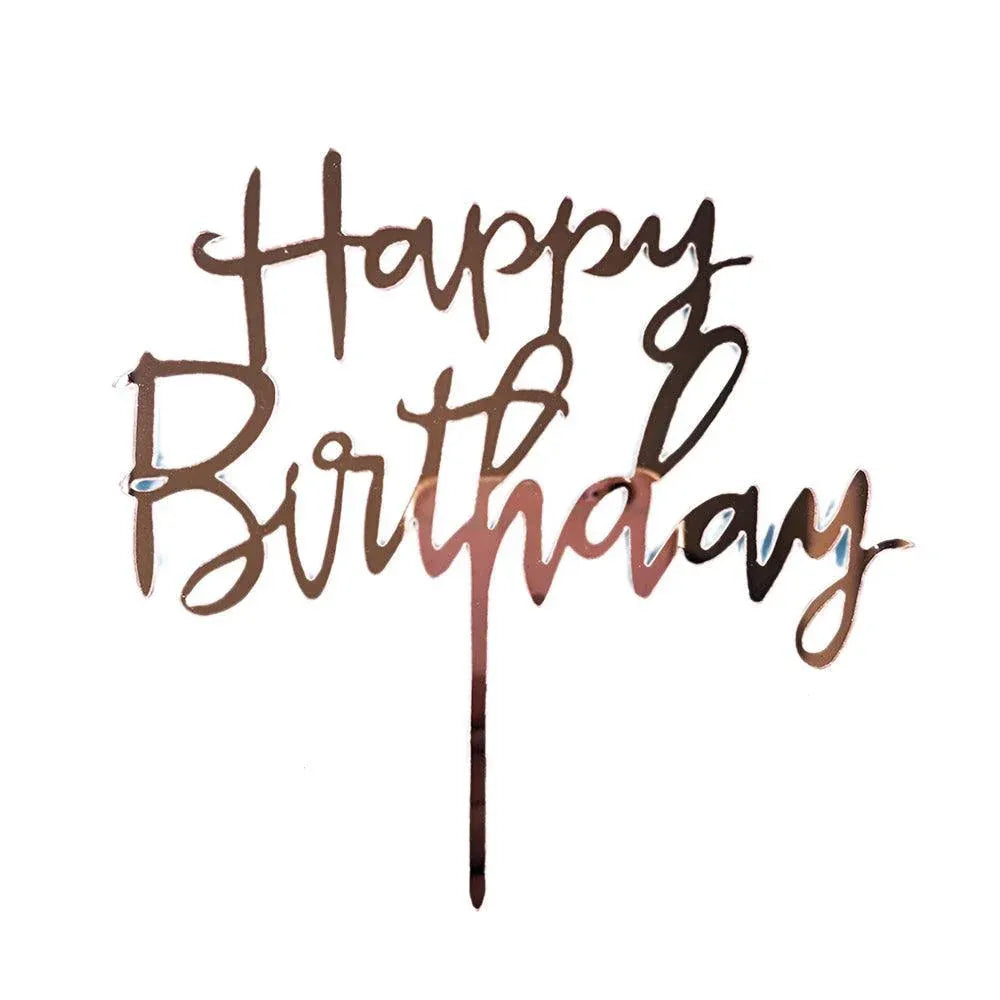 Happy Birthday Acrylic Cake Topper Cake Decoration Golden Silver Party - Rose Gold-Acrylic Birthday V528-HAPPYBIRTHDAYTOPR108-1864354