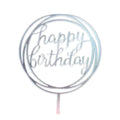Happy Birthday Acrylic Cake Topper Cake Decoration Golden Silver Party - Silver-Bicircle Birthday V528-HAPPYBIRTHDAYTOPS17-16874685