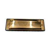 Harmonica 10 Holes Key Of C Blue Blues Harp Stainless Steel Brass - Gold V528-HARMONICA-GOLD-390656