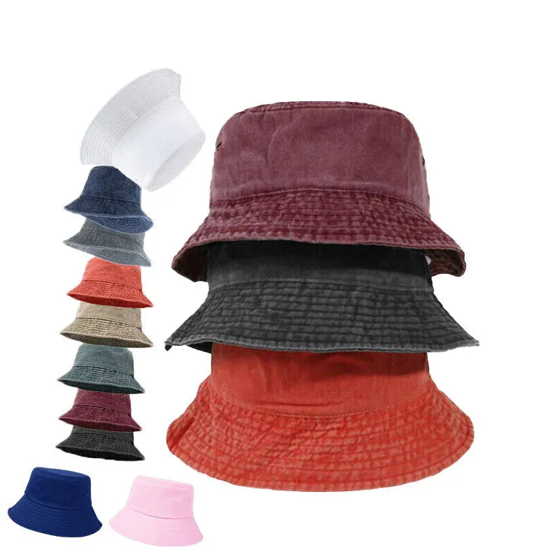 Unisex Men Women Washed Cotton Outdoor Camping Sports Bucket Hats Fisherman Hat - Blue 2 V528-HAT-BLUE-378149