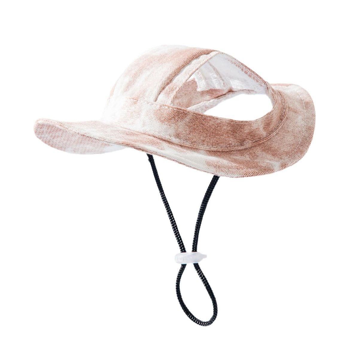 Adjustable Pet Hat with Cute Leaky Ears Sunscreen Fisherman Hat Four Seasons Use - Orange Red - L V528-HAT-ORANGE-L-350755