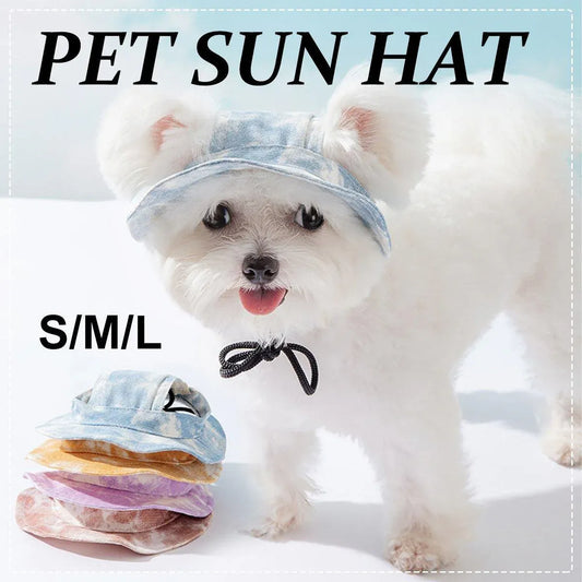 Adjustable Pet Hat with Cute Leaky Ears Sunscreen Fisherman Hat Four Seasons Use - Purple-L V528-HAT-PURPLE-L-380298