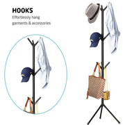 6Hooks Coat Stand Rack Clothes Hanger Hat Tree Jacket Umbrella Storage Organizer - Black V528-HAT-RACK-BLACK-975801