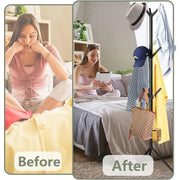 6Hooks Coat Stand Rack Clothes Hanger Hat Tree Jacket Umbrella Storage Organizer - Black V528-HAT-RACK-BLACK-975801