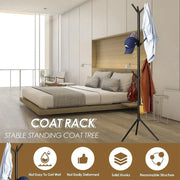 6Hooks Coat Stand Rack Clothes Hanger Hat Tree Jacket Umbrella Storage Organizer - Black V528-HAT-RACK-BLACK-975801
