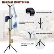 6Hooks Coat Stand Rack Clothes Hanger Hat Tree Jacket Umbrella Storage Organizer - Black V528-HAT-RACK-BLACK-975801