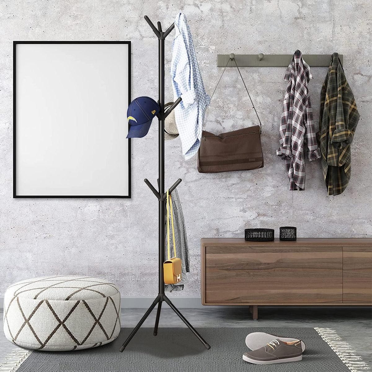 6Hooks Coat Stand Rack Clothes Hanger Hat Tree Jacket Umbrella Storage Organizer - Black V528-HAT-RACK-BLACK-975801