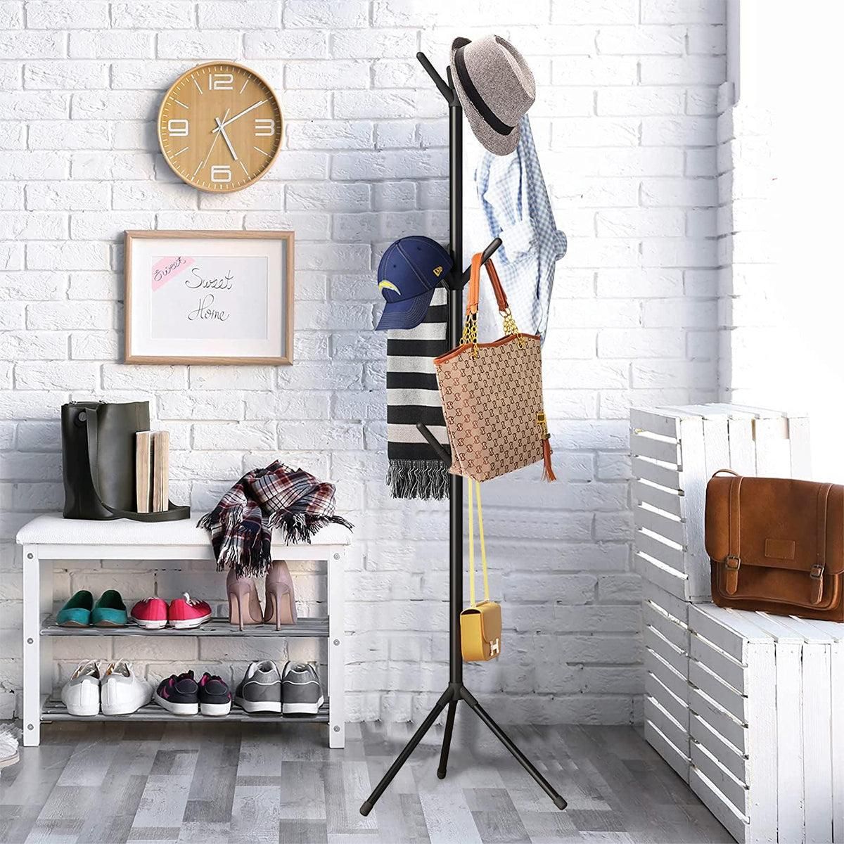 6Hooks Coat Stand Rack Clothes Hanger Hat Tree Jacket Umbrella Storage Organizer - Black V528-HAT-RACK-BLACK-975801
