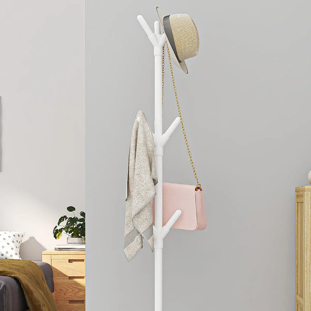 6Hooks Coat Stand Rack Clothes Hanger Hat Tree Jacket Umbrella Storage Organizer - Black V528-HAT-RACK-BLACK-975801