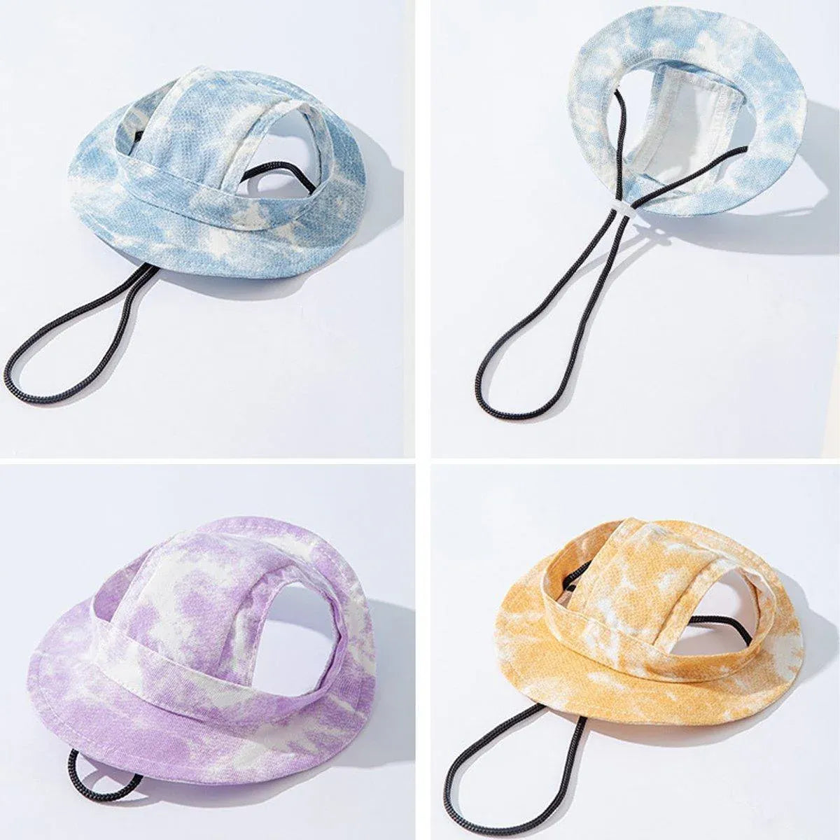 Adjustable Pet Hat with Cute Leaky Ears Sunscreen Fisherman Hat Four Seasons Use - Yellow - M V528-HAT-YELLOW-M-183406