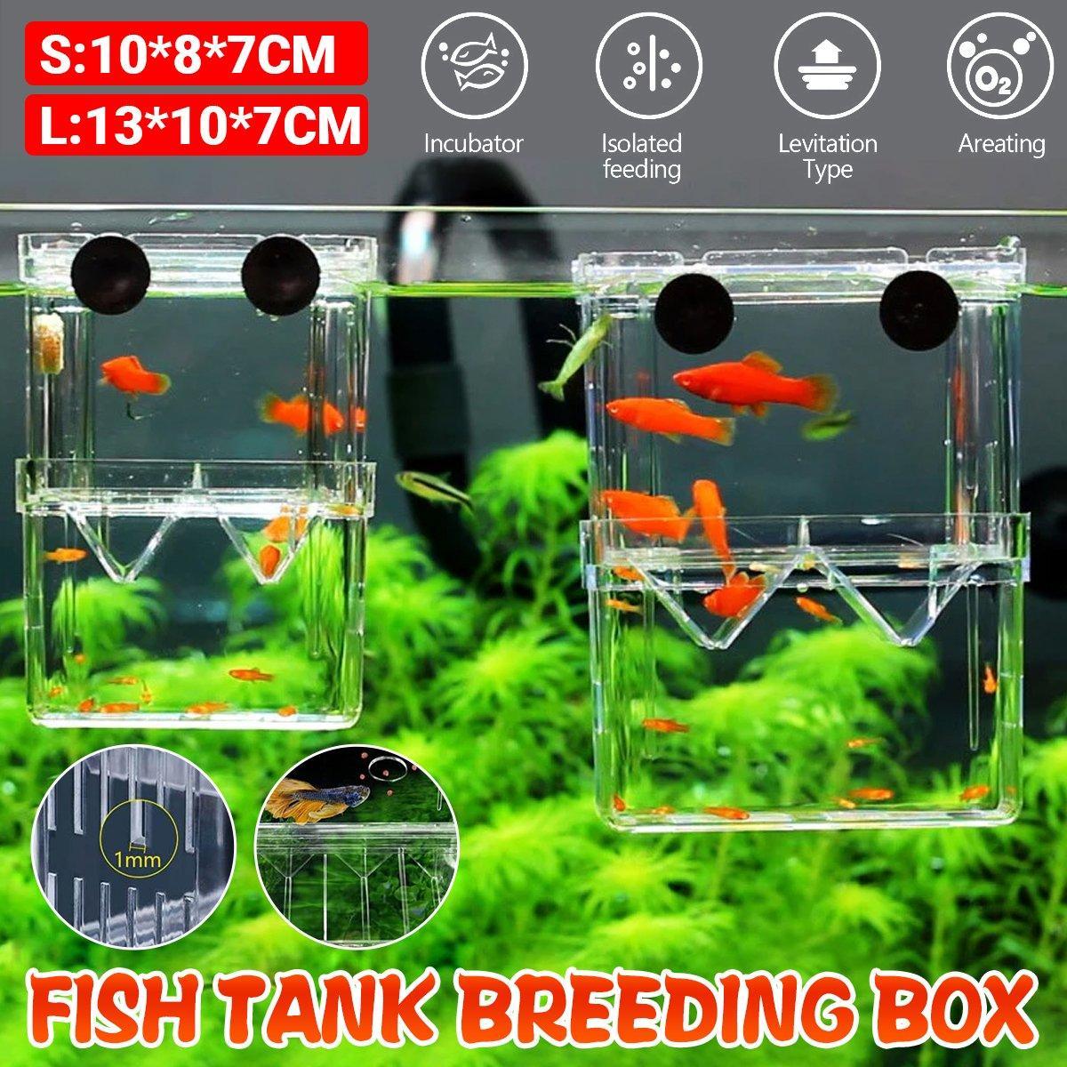 Guppy Breeding Aquarium Fish Tank Hatchery Isolation Breeder Rearing Box - L-13*10*7cm V528-HATCHING-BOX-L-607307