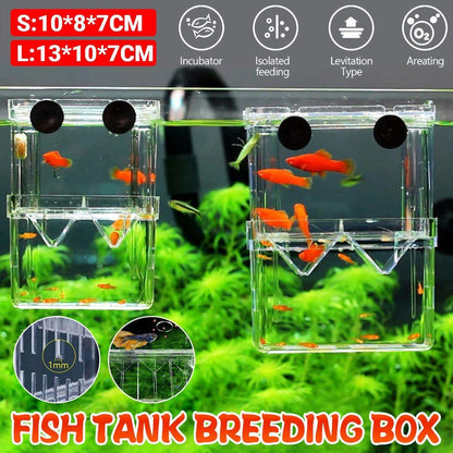 Guppy Breeding Aquarium Fish Tank Hatchery Isolation Breeder Rearing Box - L-13*10*7cm V528-HATCHING-BOX-L-607307