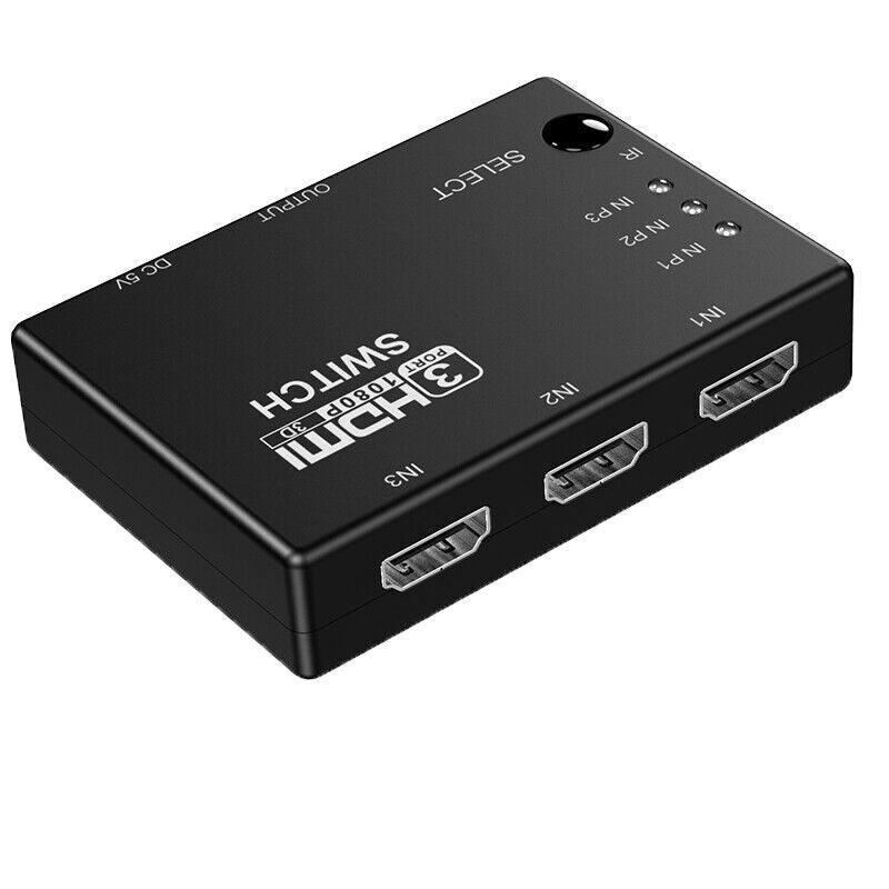 HDMI Switch Splitter 3-in-1 5-in-1 or 1-in-2 1080p 4K Manual or Remote Options - 3 in 1 Switch 1080p Remote V528-HDMIREMOTESPLITTER-3IN1-251545