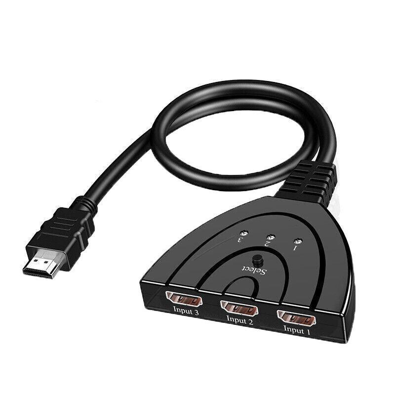 HDMI Switch Splitter 3-in-1 5-in-1 or 1-in-2 1080p 4K Manual or Remote Options - 3 in 1 Switch 1080p Remote V528-HDMIREMOTESPLITTER-3IN1-251545