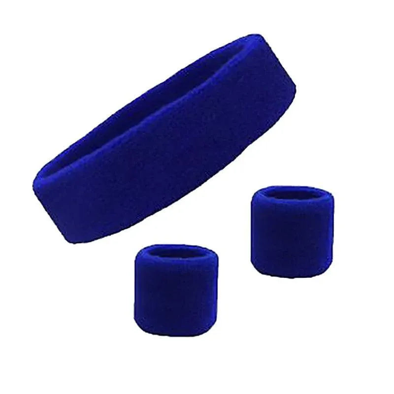 Wristbands Headband Sweatbands Sweat Band For Sport Tennis Badminton Yoga Cotton - Blue V528-HEADBANDBL2COLOUR-BLUE53650