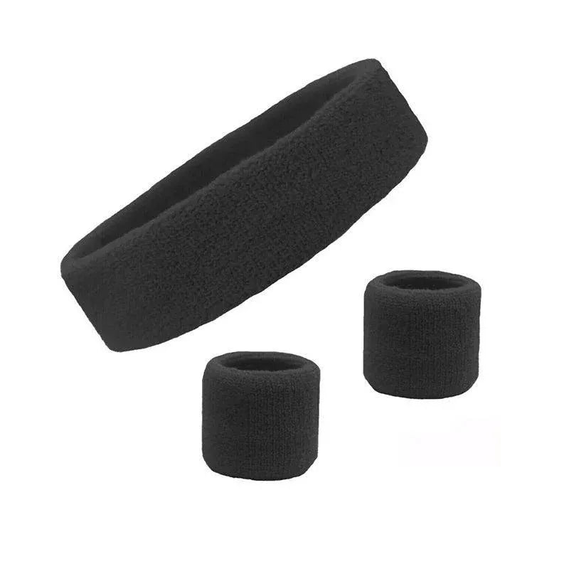 Wristbands Headband Sweatbands Sweat Band For Sport Tennis Badminton Yoga Cotton - Black V528-HEADBANDBLCOLOUR-BLACK64052