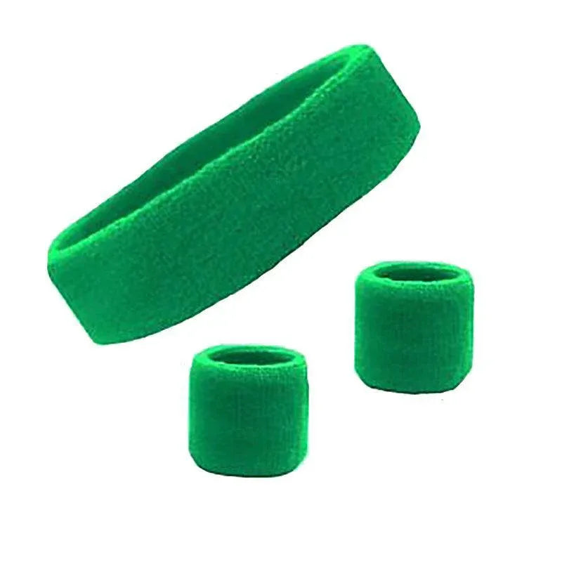 Wristbands Headband Sweatbands Sweat Band For Sport Tennis Badminton Yoga Cotton - Green V528-HEADBANDGR2COLOUR-GREEN63300