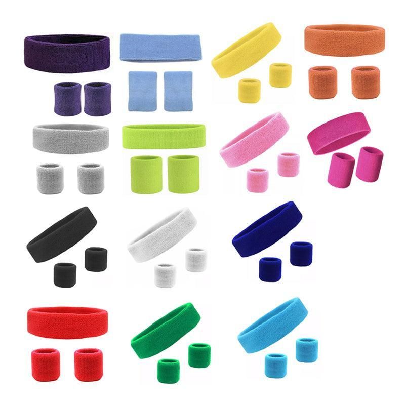 Wristbands Headband Sweatbands Sweat Band For Sport Tennis Badminton Yoga Cotton - Green V528-HEADBANDGR2COLOUR-GREEN63300
