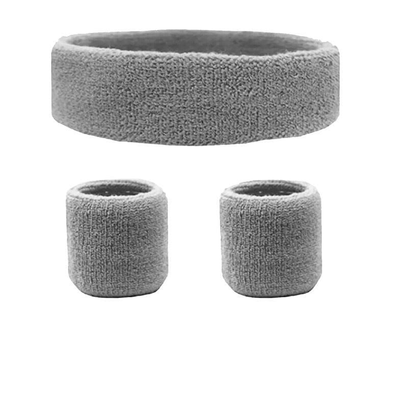 Wristbands Headband Sweatbands Sweat Band For Sport Tennis Badminton Yoga Cotton - Grey V528-HEADBANDGRCOLOUR-GREY28557