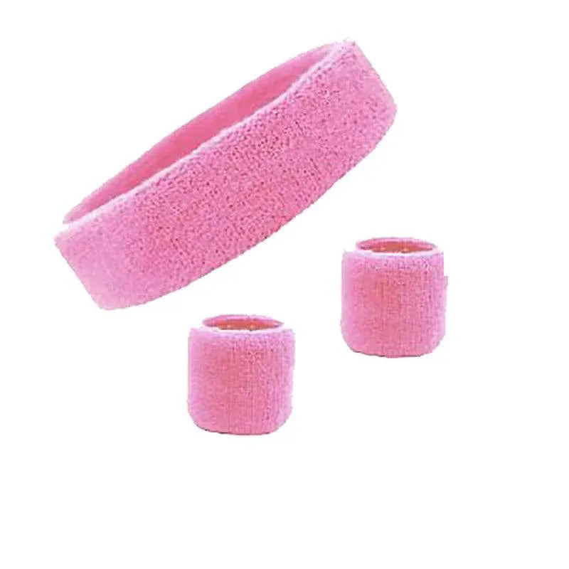 Wristbands Headband Sweatbands Sweat Band For Sport Tennis Badminton Yoga Cotton - Light Pink V528-HEADBANDLICOLOUR-LIGHTPINK23001