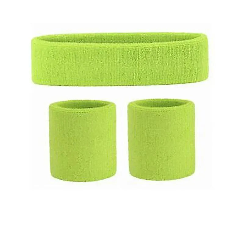 Wristbands Headband Sweatbands Sweat Band For Sport Tennis Badminton Yoga Cotton - Neon Green V528-HEADBANDNECOLOUR-NEONGREEN17444