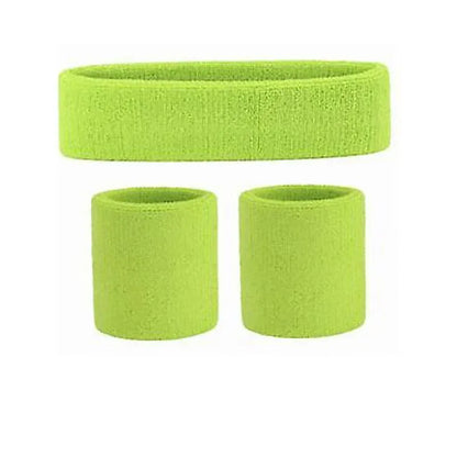 Wristbands Headband Sweatbands Sweat Band For Sport Tennis Badminton Yoga Cotton - Neon Green V528-HEADBANDNECOLOUR-NEONGREEN17444
