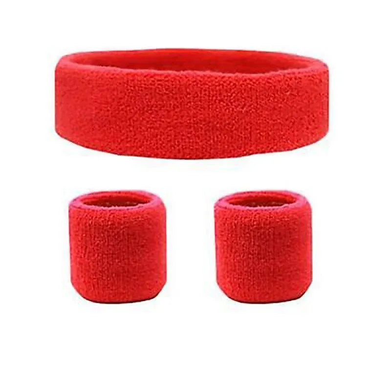 Wristbands Headband Sweatbands Sweat Band For Sport Tennis Badminton Yoga Cotton - Red V528-HEADBANDRECOLOUR-RED83341