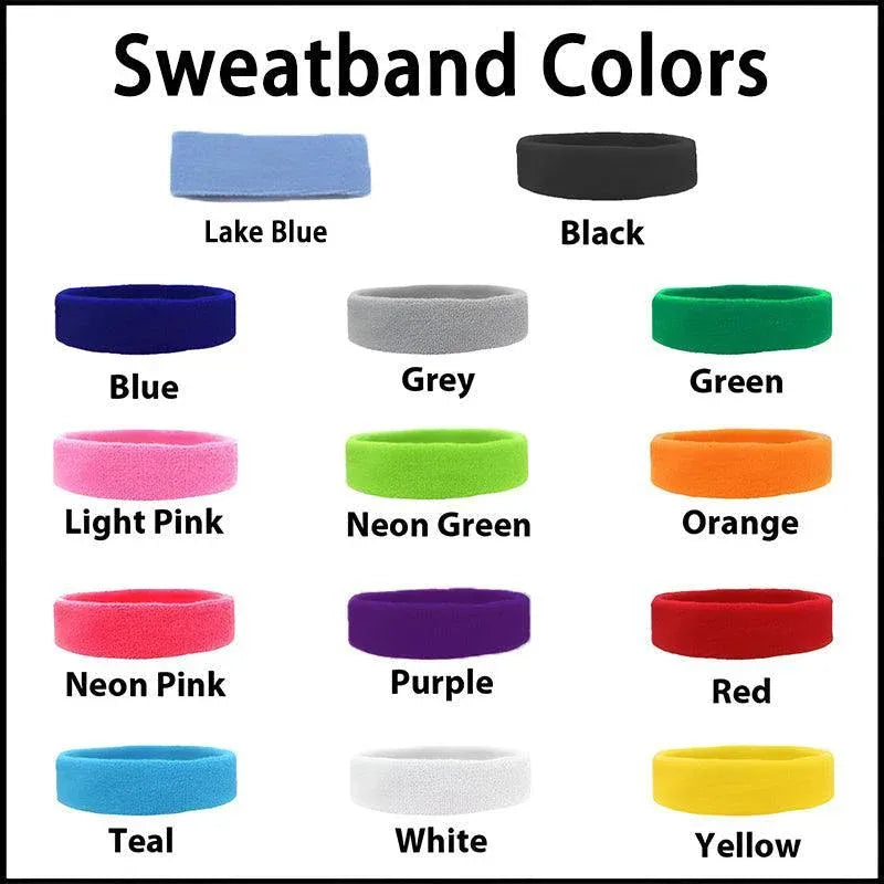 Wristbands Headband Sweatbands Sweat Band For Sport Tennis Badminton Yoga Cotton - Red V528-HEADBANDRECOLOUR-RED83341