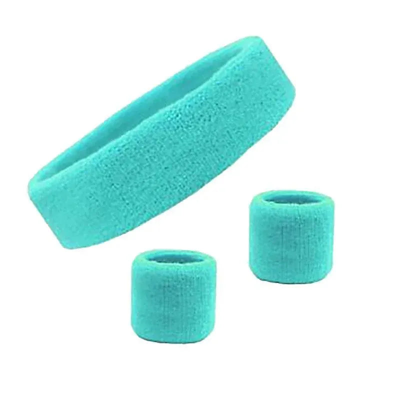 Wristbands Headband Sweatbands Sweat Band For Sport Tennis Badminton Yoga Cotton - Teal V528-HEADBANDTECOLOUR-TEAL57770